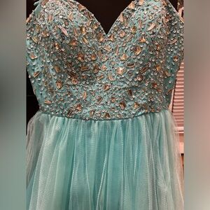 Tiffany Blue Sequin Prom Dress